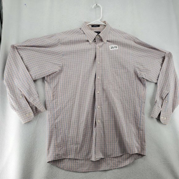 Chaps Shirt Men's Long Sleeve Classic Fit Plaid Casual Button Up White 16.5 - Picture 2 of 11